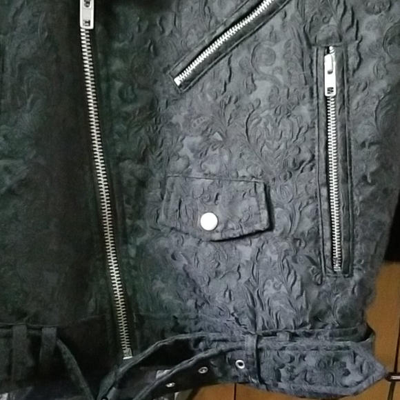 BLK DNM size M floral biker jacket poly rare - Picture 3 of 8